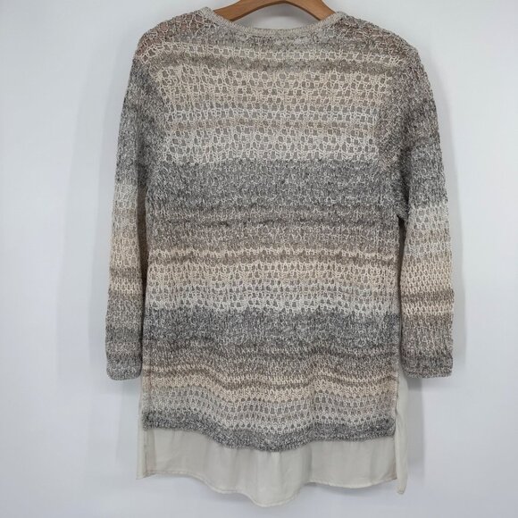 Chicos 2 Womens Knit sweater Layered Design Size large Beige Gray Cotton Blend - Picture 10 of 13
